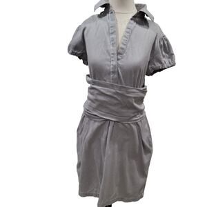 INC International Concepts Size 14 Y2K Striped Midi Shirt Dress Vintage 40s Chic